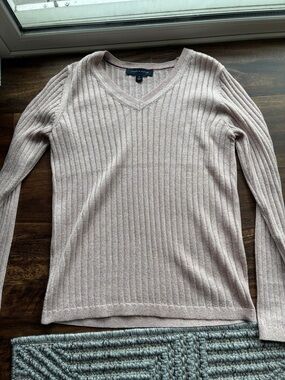 Tommy Hilfiger Blush Ribbed V-Neck Sweater